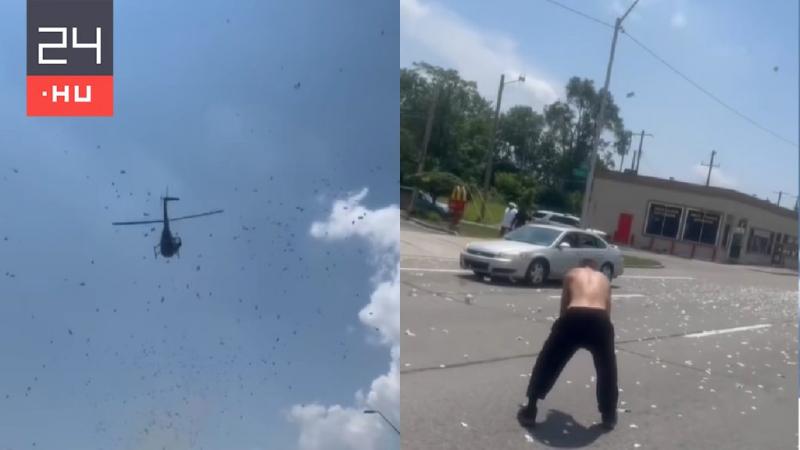 Helikopterből szórták a készpénzt a gyászolókra – videó | 24.hu